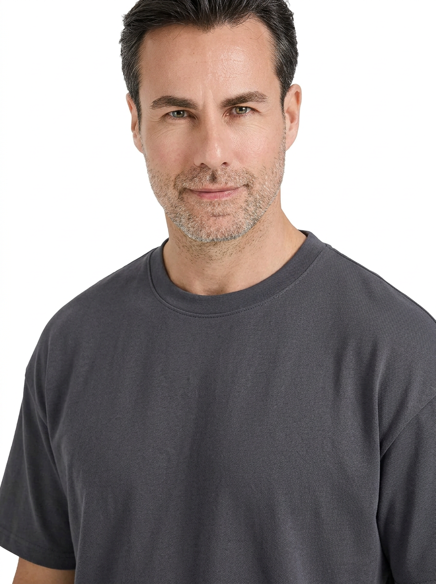 Loose Fit Bisiklet Yaka Tişört - 2